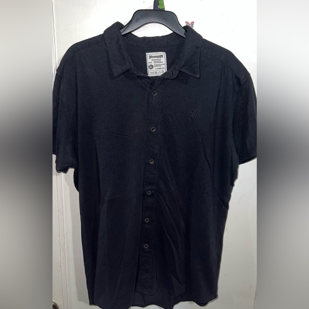 YoungLA Black Button Polo